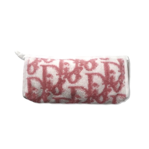 Dior Bag Vintage Monogram Diorissimo Terry Cosmetic Bag Pouch Pink White - Picture 2 of 4